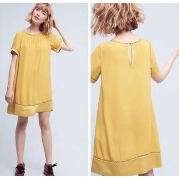 Maeve by Anthropologie Dresses & Skirts - Maeve by Anthropologie Verdet Gold Swing Mini Dress 60s Boho Style XS Retro